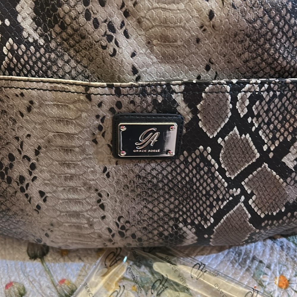 Grace Adele Lily-Python Faux Leather Bag, Exterio… - image 2